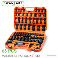 66pc 12 Drive Impact Socket Set Deep Standard Sae Metric 38-1-14 8-24mm