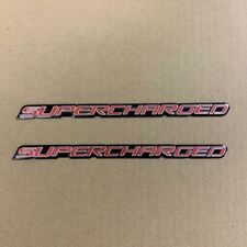 2 Pc Red Supercharged Universal Decal Sticker Emblems W Adhesive Backing 1 Pair