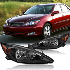 Headlamps Assembly For 2002-2004 Toyota Camry Black Amber Corner Headlights Pair