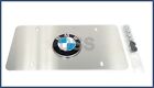 Genuine Bmw Roundel Satin Stainless Steel Marque License Plate Oe 82121470312