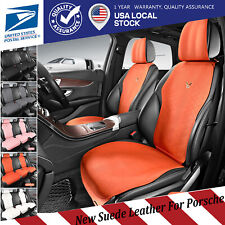 For Porsche Car Seat Covers 5-seat Front Rear Full Set Suede Leather Cushion Pad