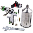 2.5mm Hvlp Feed Air Spray Gun Kit W Regulator Gauge Paint Sprayer Sliver