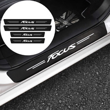 4pcs White Carbon Fiber Leather Door Sill Plate Cover Protectors For Ford Focus