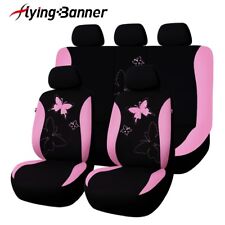 Universal Car Seat Covers Rear Split 4060 6040 Pink Butterfly For Women Girls