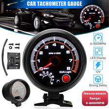 Universal 3.75 Car Tachometer Tacho Gauge Meter Led Shift Light 0-8000 Rpm 12v
