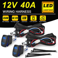 2x Wiring Harness Kit 40a 12v Switch Power Onoff Relay Fuse Led Fog Light Bar