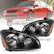 For 2005-2006 Nissan Altima Black Headlights Assembly Amber Corner Lamps Set
