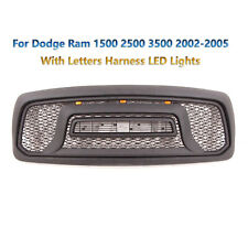 Fit For Dodge Ram 1500 Grill 2002-2005 Front Grille Wletters3led Lights Black