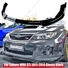 For 2011-2014 Subaru Wrx Sti Cs2-style Jdm Glossy Black Front Bumper Body Lip 3x