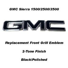 99-06 Gmc Sierra 1500 2500 3500 Front Billet Grille Emblem 2-tone Blackpolished