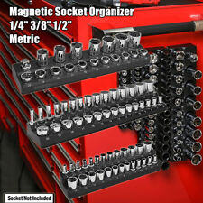 Black Magnetic Socket Organizer Socket Holder Storage 3pcs 12 38 14-in Metric