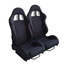 Nrg Reclinable Frp Racing Seat Black Cloth Red Stitch Metallic Silver Backing