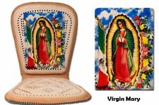 Genuine Mexican Respaldo Leather Car Seat Cushion Cover Virgin Mary Colored
