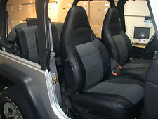 For 1997-02 Jeep Wrangler Tj Sahara S.leather Custom Seat Covers Blackcharcoal