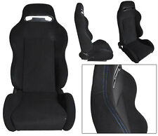 New 2 Black Blue Stitch Racing Seat Reclinable W Slider All Mazda