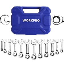 Workpro 12-piece Stubby Ratcheting Combination Wrench Set 72-tooth Metric 8-19mm