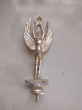 Vintage Trophy Topper Chrome Solid Metal Winged Woman Angel Hood Ornament