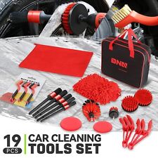 Vehicle Car Wash Detailing Cleaning Tools Set Brush Kit W Carry Bag Red 19pcs