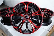 Kudo Racing Defuse 16x7 5x100 5x114.3 Black Wcandy Red Wheels Rims Civic 4