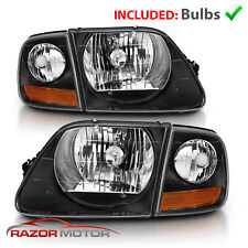 For 97-0302 Ford F150 Expedition Lightning Style Black Headlight Corner Pair