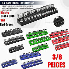 36x Metric Sae Socket Organizer Storage Holder Rack Set Magnetic 14 38 12dr