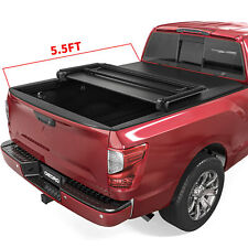 5.5ft Soft 3-fold Tonneau Cover For 2017-2024 Nissan Titan Truck Bed On Top