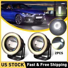 Universal 3.5 Round Projector White Led Drl Halo Angel Eyes Fog Lights Lamp 2pc