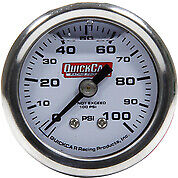Quickcar 611-90100 Fuel Pressure Gauge Mini White Face 0-100 Psi Mechanical