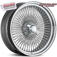Player Wire Wheels 15x7 Std 100-spoke Chrome Rims Two-wing Caps Set Of 4