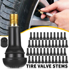 50pcs Tire Valve Stems Tr 413 Snap-in Car Auto Short Rubber Tubeless Tyre Black