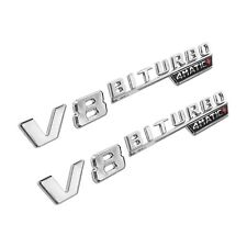 V8 Biturbo 4matic Emblem Side Fender 3d Chrome Badge For Amg Cl63 E63 Cls Slk