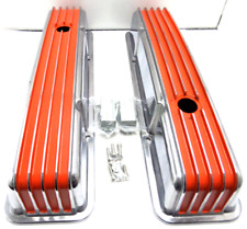 Sbc 350 58-86 Orange Aluminum Finned Short Valve Cover