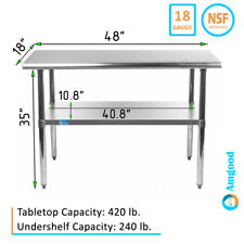 18 X 48 Stainless Steel Work Table With Galvanized Undershelf