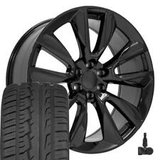 24 Black 5916 Wheels 30535 Tires Tpms Set Fits Silverado Tahoe Suburban Rst