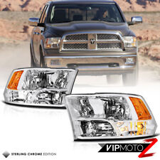 For 09-22 Dodge Ram Factory Quad Style Chrome Housing Replacement Lamp Headlight