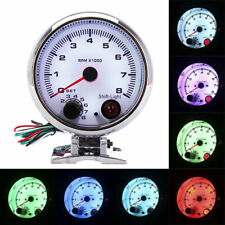 3.75 Chrome Car Tachometer Gauge Tachometer 7 Color Led Shift Light 0-8000 Rpm