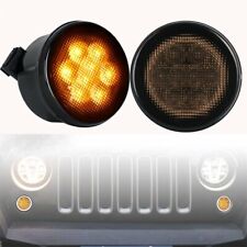 Pair Smoke Lens Led Turn Signal Front Replacement Light For Jeep Wrangler Jk