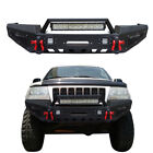 For 1999-2004 Grand Cherokee Wj Steel Front Bumper With Winch Seat Led Lights