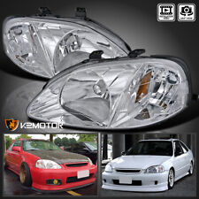 Clear Headlights Fits 1999-2000 Honda Civic Ek Ej Lx Ex Si Signal Lamps99-00