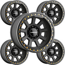 5 Vision 350 Ojos Beadlock 17x9 5x5 -40mm Satin Black Wheels Rims 17 Inch