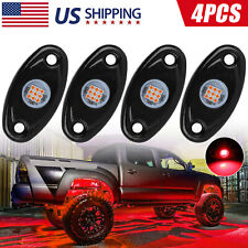 Red 4 Pods Led Rock Lights For Jeep Offroad Car Truck Atv Boat Underbody Light
