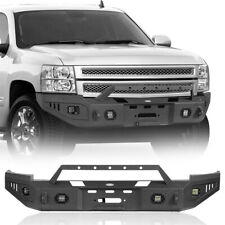Steel Front Bumper Fit 2007-2013 Chevy Silverado 1500 W Winch Plate Led Lights