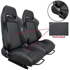2 X Tanaka Perforated Pvc Leather Racing Seats Reclinable Sliders For Vw