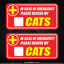 2x Cat Pet Rescue Sticker Emergency Fire Safety Safe Caution Warning Pets Dog
