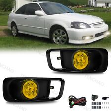 Pair For 1999 2000 Honda Civic Yellow Lens Fog Lights Front Bumper Lampswiring