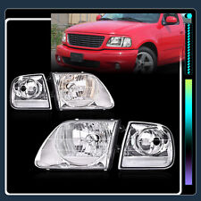 Pair Chrome Headlights Wclear Corner For 1997-2003 Ford F15097-02 Expedition