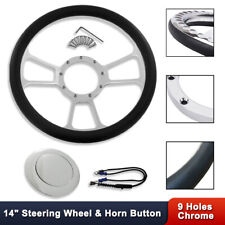 Gm 14 Split Tri Spoke Steering Wheel 9 Holes W Chrome Smooth Horn Button