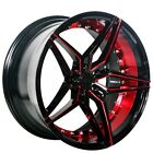 20 Staggered Ac Wheels Ac01 Gloss Black Red Inner Extreme Concave Rims C12