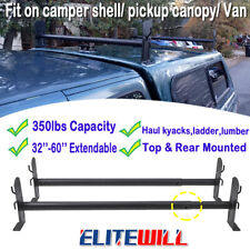 Adjustable Universal Pickup Truck Cap Topper 2 Bar Ladder Roof Van Rack Steel