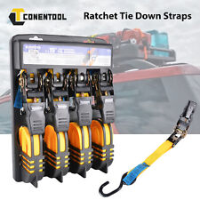 4-pack Retractable Ratchet Strap Tie Down Straps W S-hooks 5m Length Portable